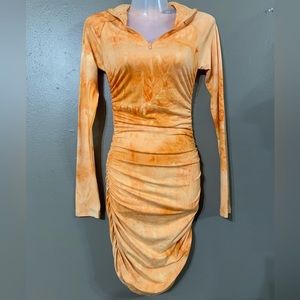 Capsulle Orange Tye Dye Long Sleeve Dress
